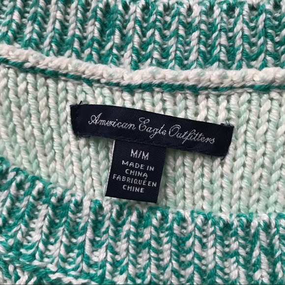 American Eagle Teal Sweater Two-Toned Knit Med NWT - Picture 3 of 8